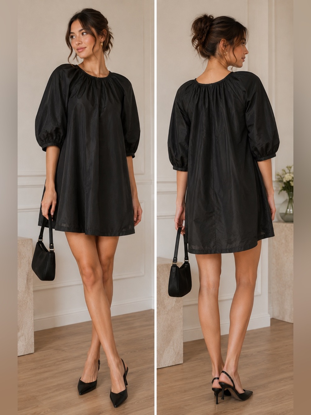 Aritzia Wilfred Cava Taffeta Trapeze Dress – Black – Women’s XXS EUC